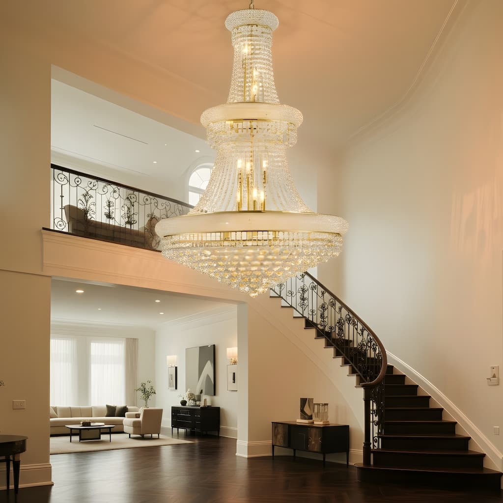 32-Inch Crystal Chandelier, 27-Light Ceiling Light with LED Bulbs - N/A