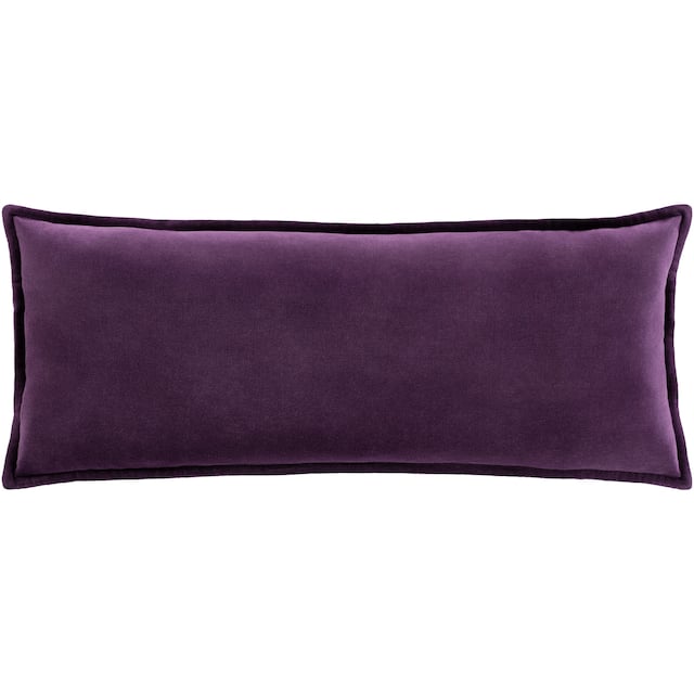 Vianne Solid Cotton Velvet 30-inch Lumbar Throw Pillow - 12"x30" with Down Insert - Purple