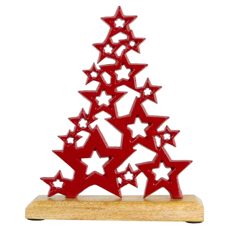 Tree of Stars Metal Christmas Decoration - 8.75" - Red