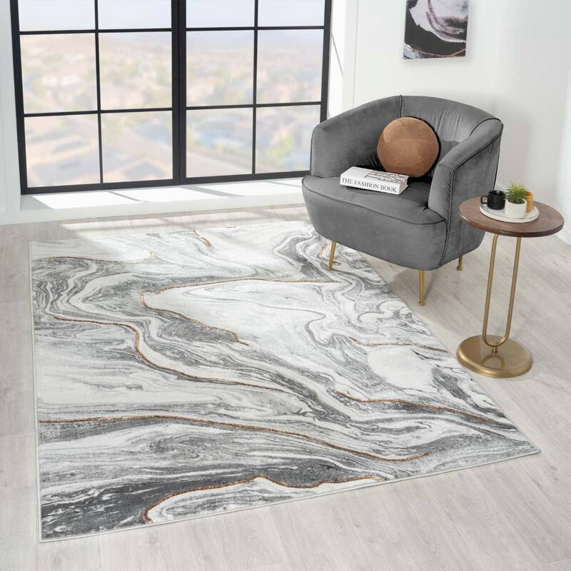 Luxe Weavers Marble Abstract Pattern Area Rug for Living Rooms - 8x10 - Grey