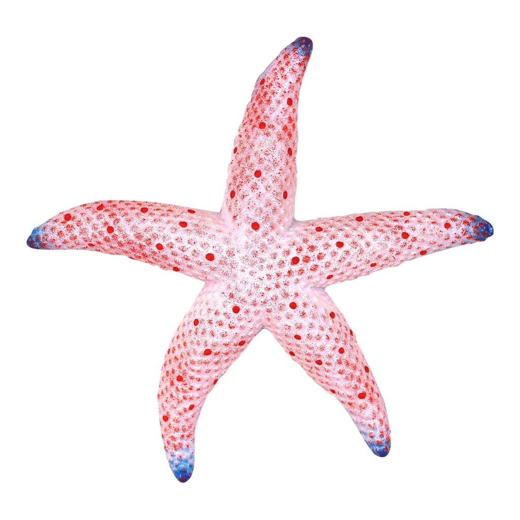 Sea Star Red Starfish Wall Decor 9 Inch Resin Plaque - Pink