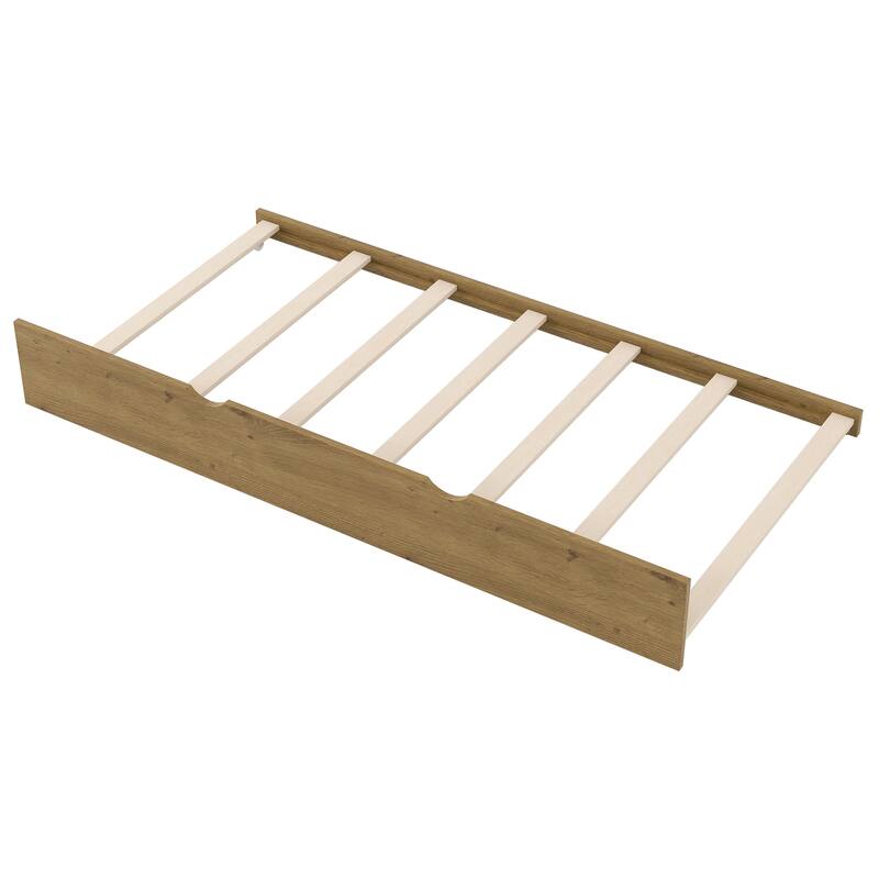 Low Loft Bed Frame with Semi-enclosed Fence and Stairs, Twin Size Daybed Optional with Trundle Bed or Drawers, Wood Platform Bed