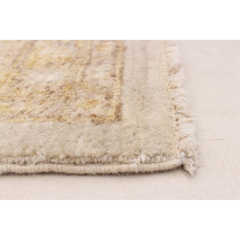 ECARPETGALLERY Hand-knotted Peshawar Oushak Ivory Wool Rug - 9'0 x 12'1