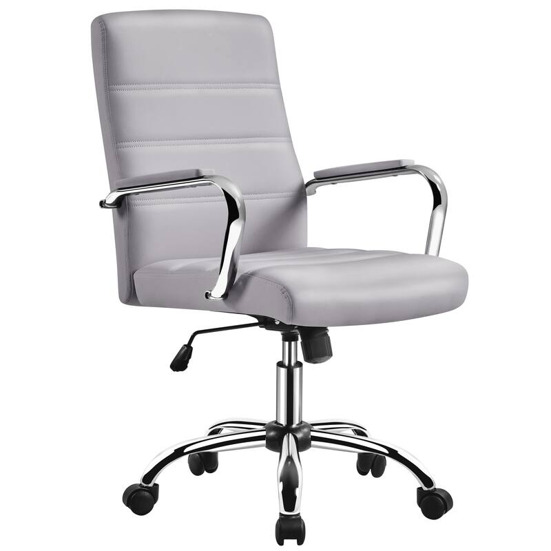 Yaheetech Adjustable Mid-Back Faux Leather Swivel Office Chair