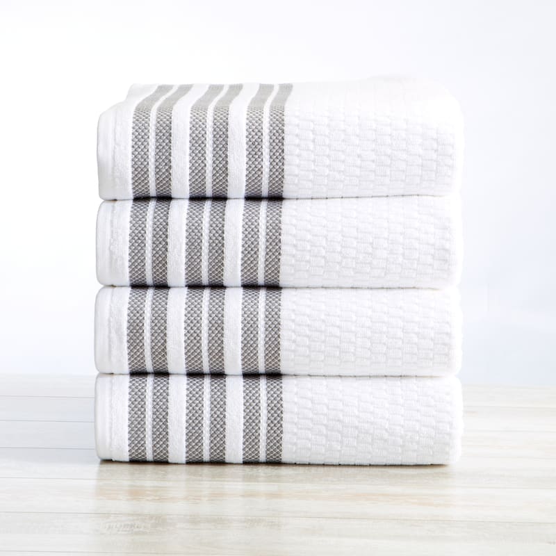 Luxurious Cotton Textured & Detailed Stripes Towel Set
