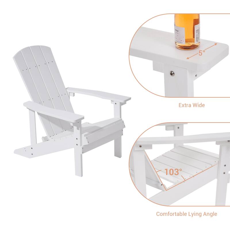 BONOSUKI Patio Adirondack Chair w/Cupholder,Weather Resistant-Set of 4