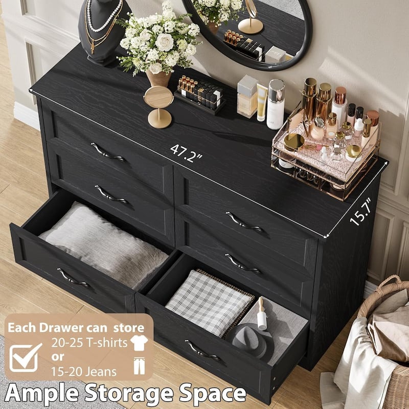 6 Drawers Dresser, TV Stand, Storage Organizer for Bedroom,Living Room