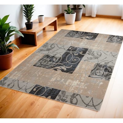 Gabe Power Loomed Floral Stain Resistant Area Rug By HomeRoots - 70' X '46' X '0.5