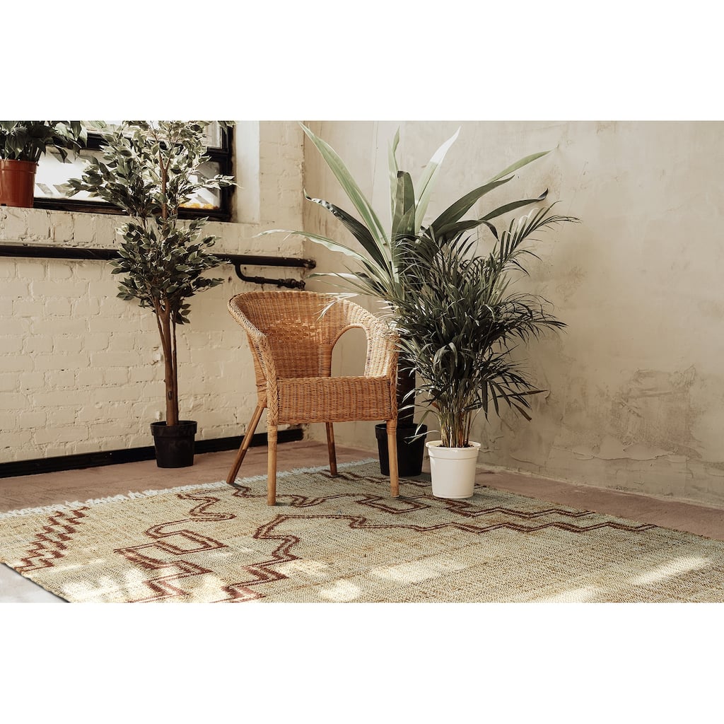 Natural Jute Black Hand-Made Indoor Area Rug