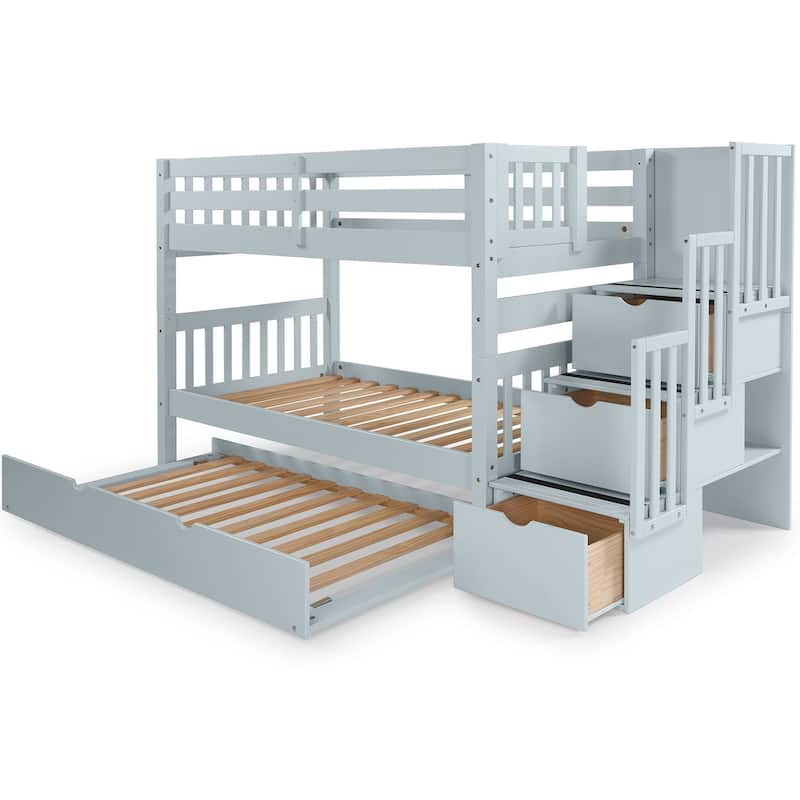 Taylor & Olive Trillium Twin over Twin Stairway Bunk Bed, Twin Trundle