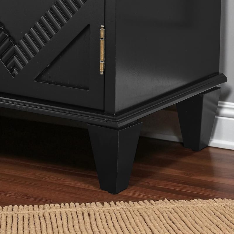 Retro Wooden Sideboard Buffet Cabinet, Geometric Accent Storage Credenza with Adjustable Shelf, Entryway/Dining/Media Console