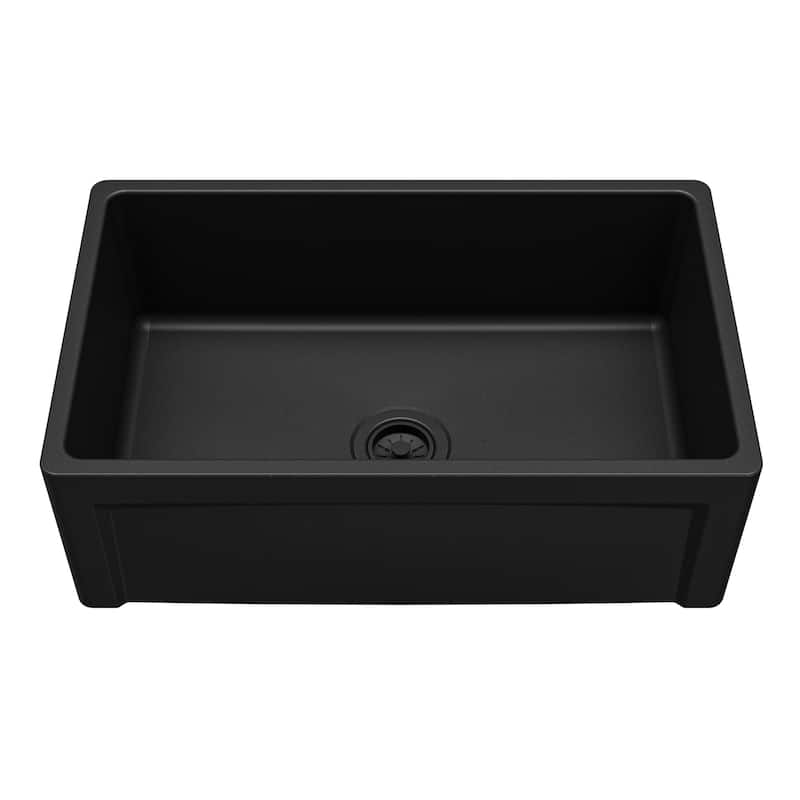 Karran 30" Single Bowl Panel Front Farmhouse Fireclay Kitchen Sink with Reversible Apron Front