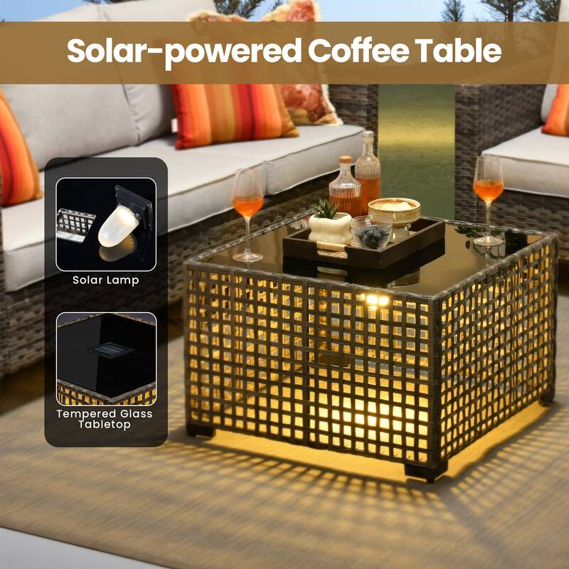 XIZZI Patio Wicker Furniture Conversation Set with Swivel Chairs