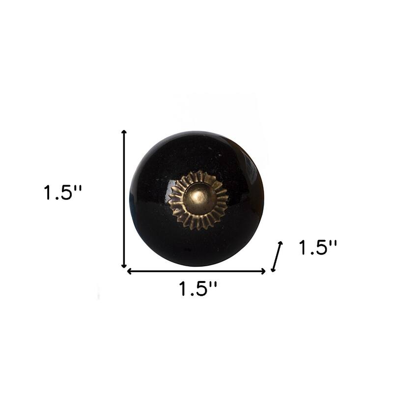 Set of 8 Round Ceramic Drawer Pulls with Floral Design Antique Bronze Cabinet Knobs for Furniture - 1.5” x 1.5” x 1.5”