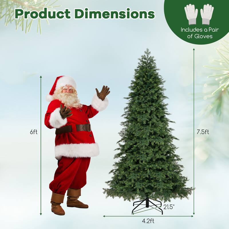 Gymax 7.5 FT Artificial Xmas Tree w/ 1019 PE PVC Branch Tips & Folding - See Details