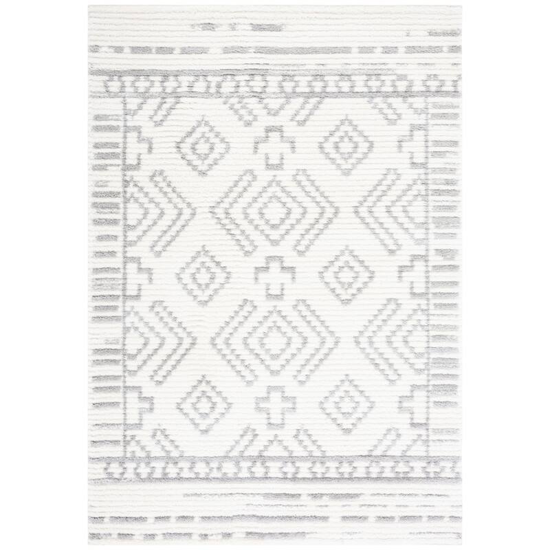 SAFAVIEH Marrakech Maryjane Moroccan Boho Rug - 6'7" Square - Ivory/Grey