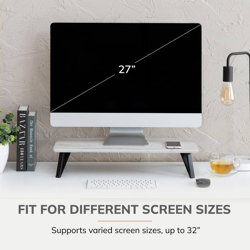 Jani Wood Monitor Stand Riser Desk - Ergonomic Design Stand, Desktop Organizer Table for Home, Office Workspace, Gaming Desk