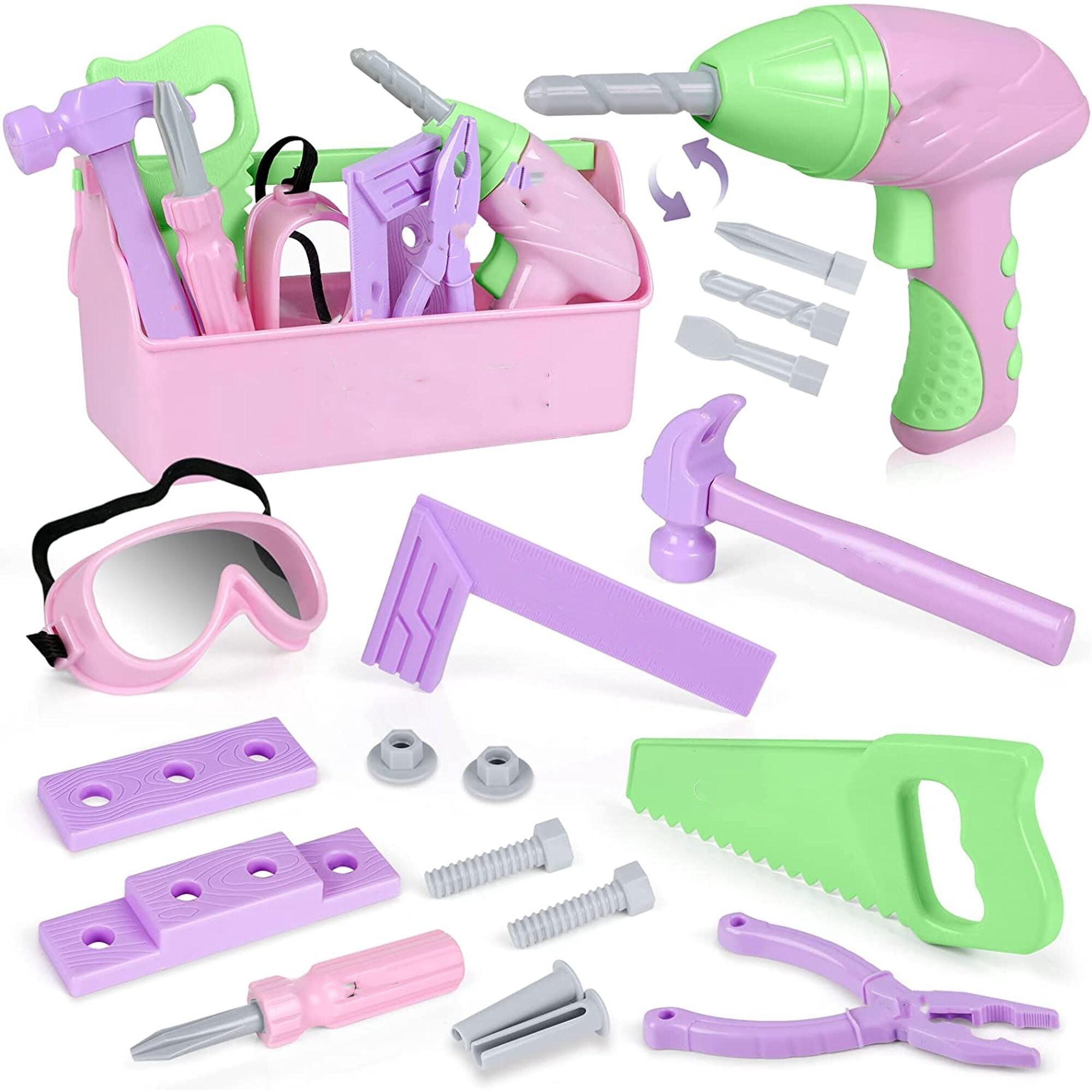Pink toy tool set sales