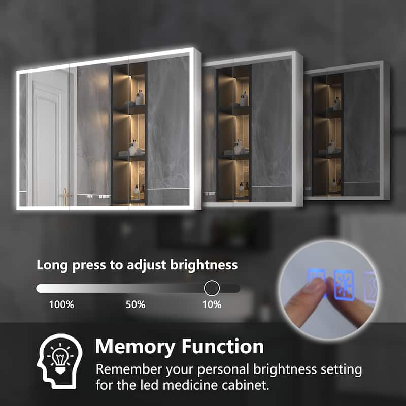 ExBrite Led Lighted Medicine Cabinet Recessed or Surface with Mirrors