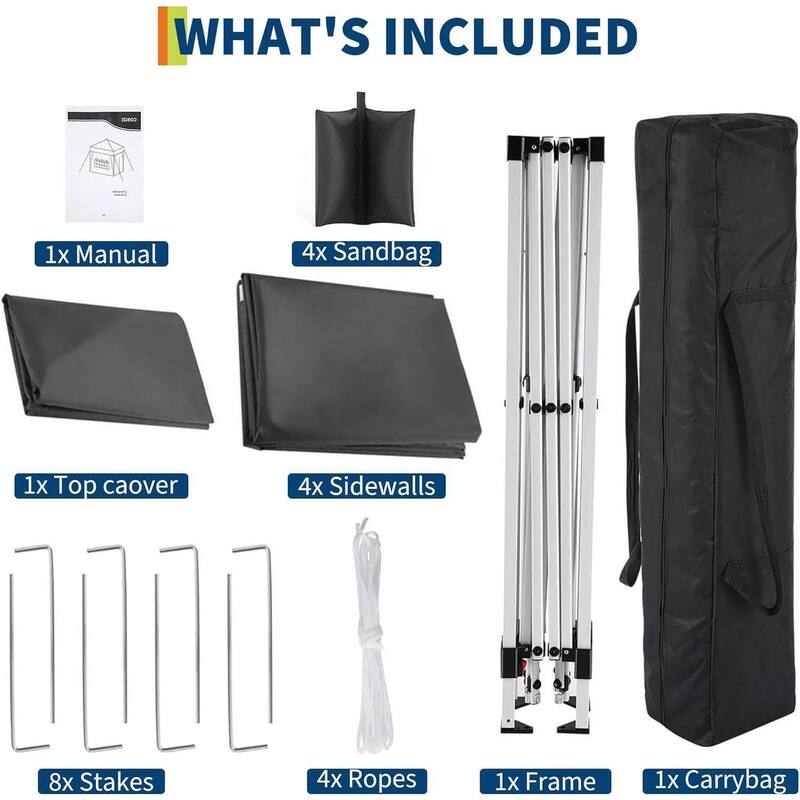 Instant Setup Portable Outdoor 10x10 Pop Up Canopy Tent with 4 Waterproof Sidewalls