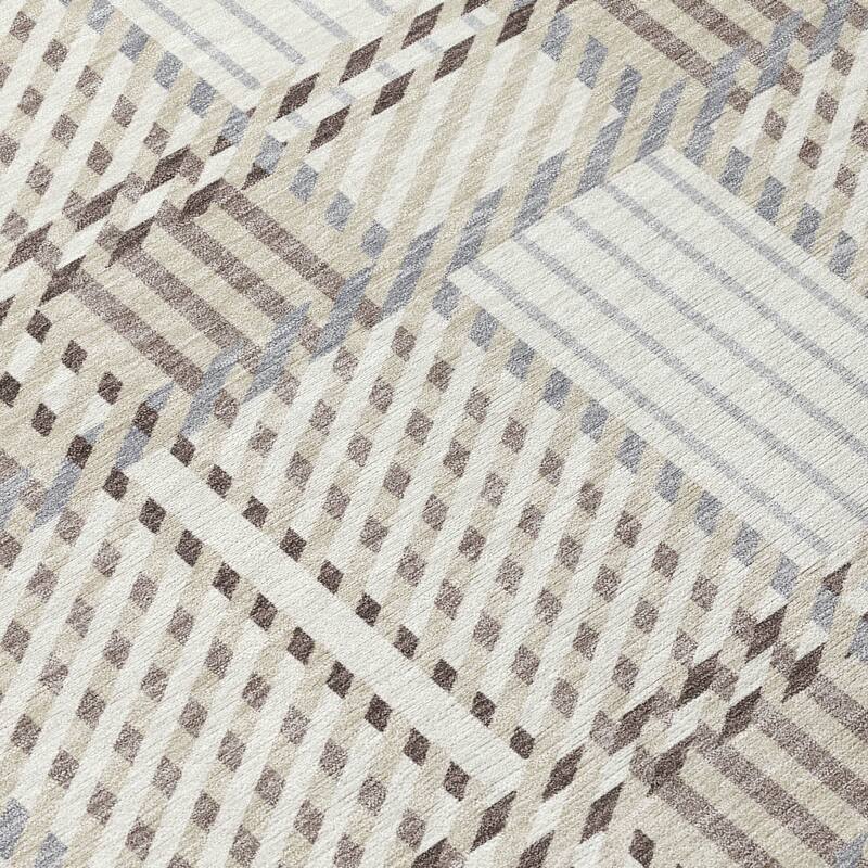 Machine Washable Indoor/ Outdoor Geometric Stripe Chantille Rug