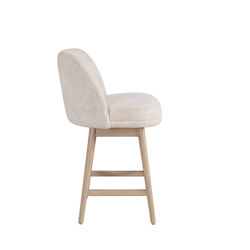 Sadie Modern Swivel Bar Stool, Upholstered Counter Height Chair with Solid Wood Frame