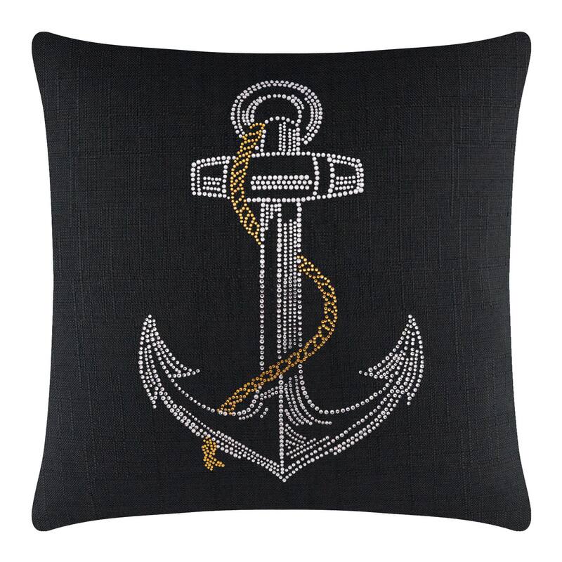 Sparkles Home Rhinestone Anchor Pillow - 16x16 - Ebony