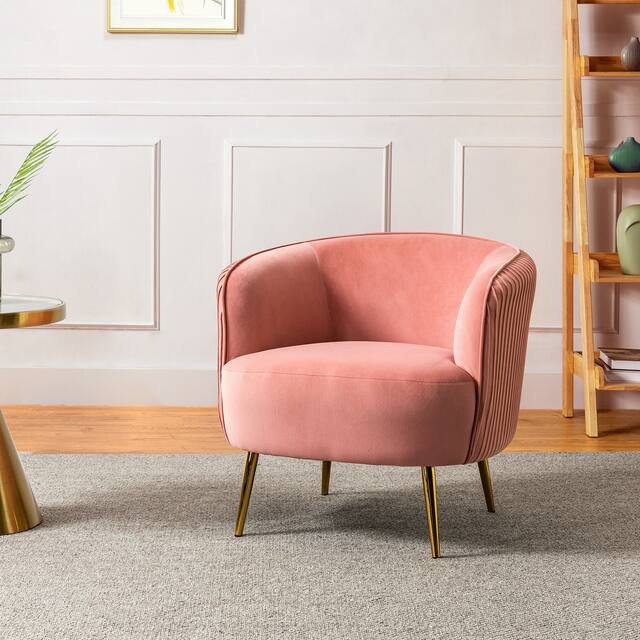 Sthenelus Barrel Chair with Ruched Design - PINK