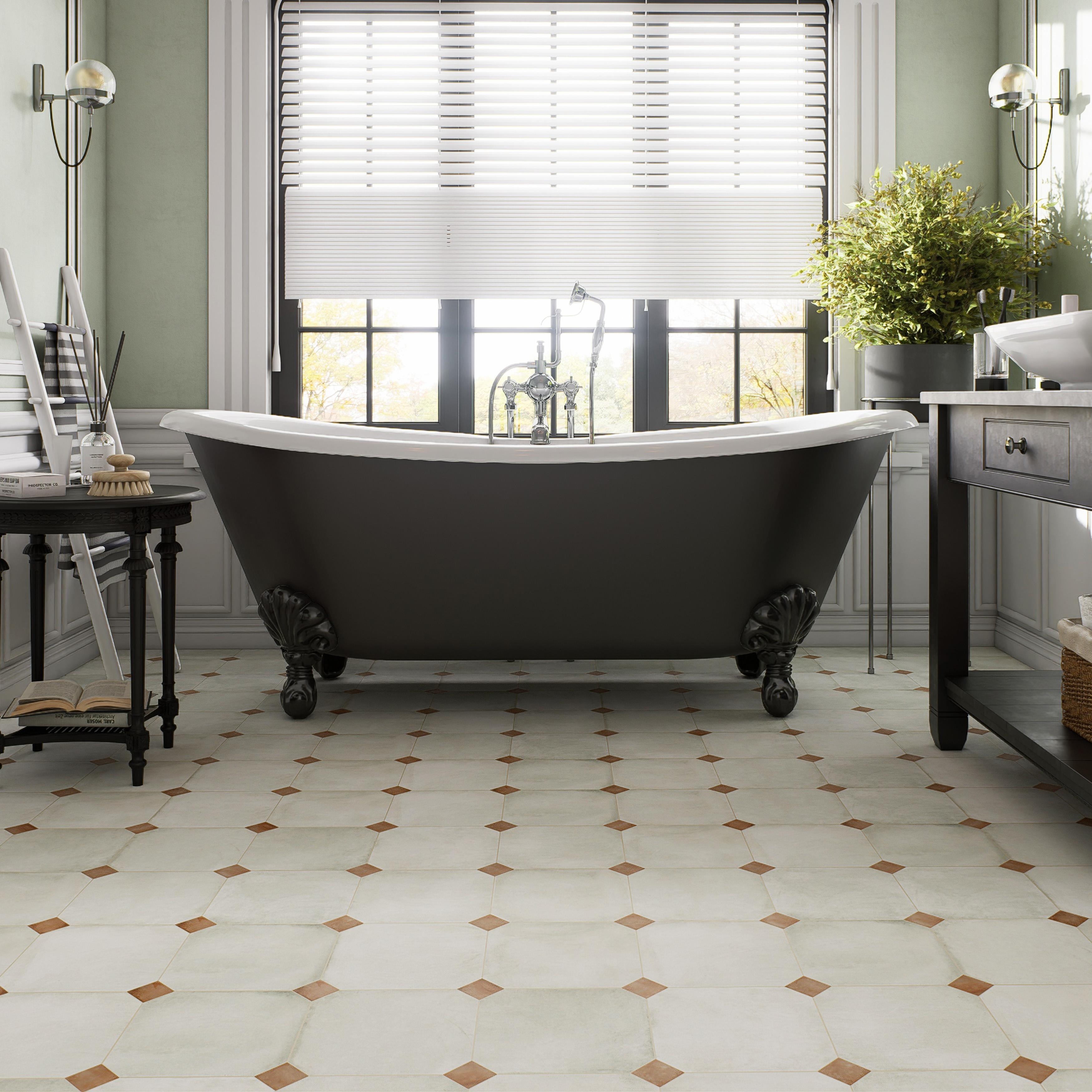Merola Tile Laverton Octagon Nieve with Taco Natural 7-7/8" x 7-7/8" Porcelain Floor and Wall Tile