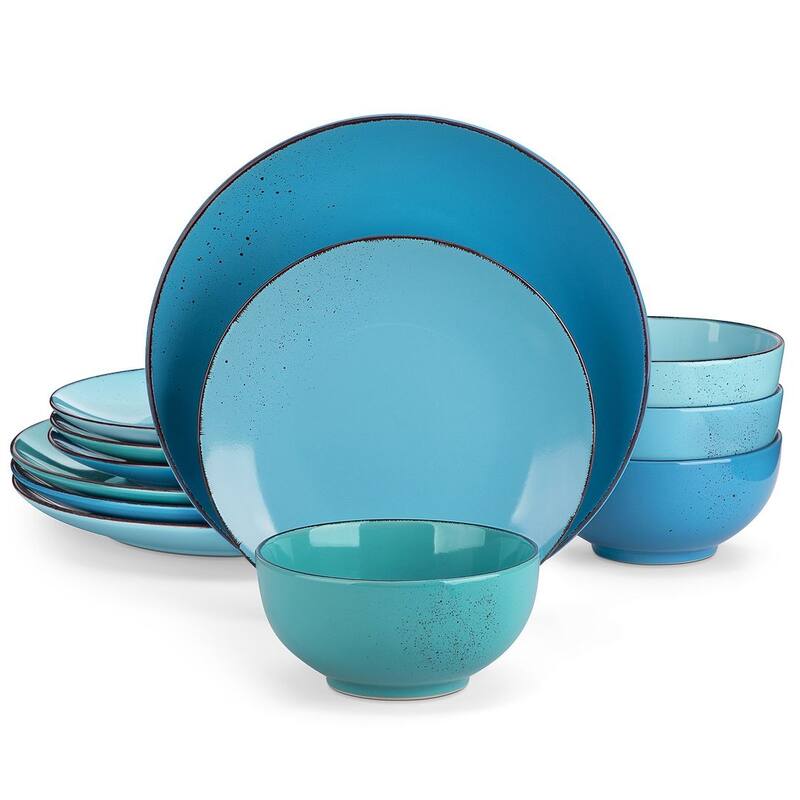 vancasso NAVIA Sesame Glaze 12-Piece Stoneware Dinnerware Set - Navia Oceano