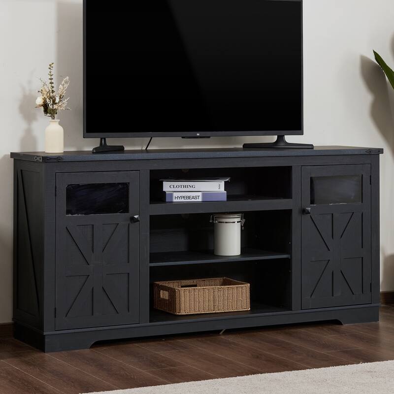 Ukuowu 66" Rustic Farmhouse TV Stand for 75 65 inch TV with Storage Cabinets for Living Room Bedroom