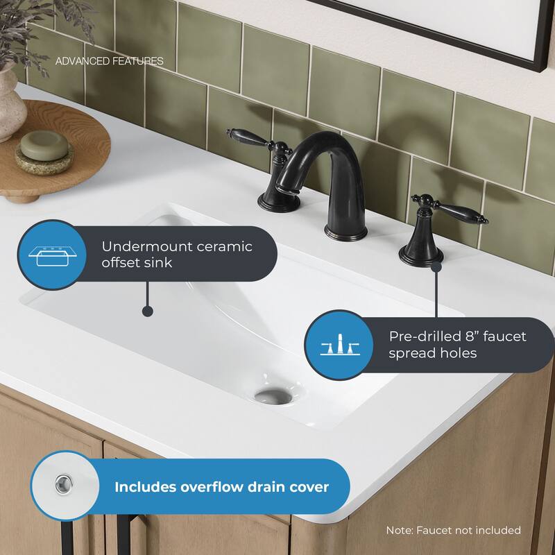 OVE Solas Bathroom Vanity with White Engineered Stone Top