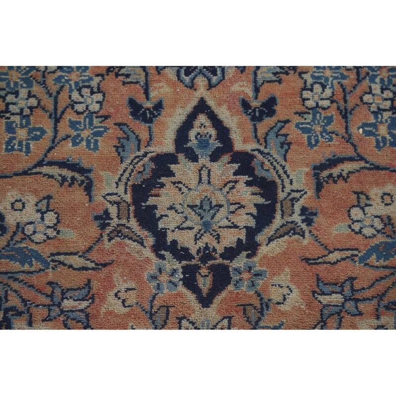Hand Knotted Oriental 100% Wool Carpet Traditional Floral Oranges & Rust Mashad Area Rug - 9' 11'' X 6' 6''