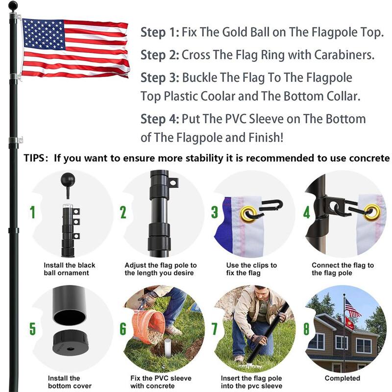 30ft Aluminum Telescopic Flag Pole Kit