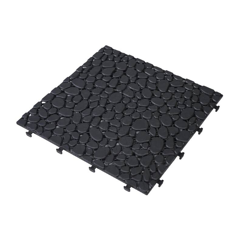 12 x 12 Inch Interlocking Deck Tiles,Bathroom Shower Balcony Porch Weight Capacity Upto 440 LBS,Pebble Stone Pattern Pack of 12
