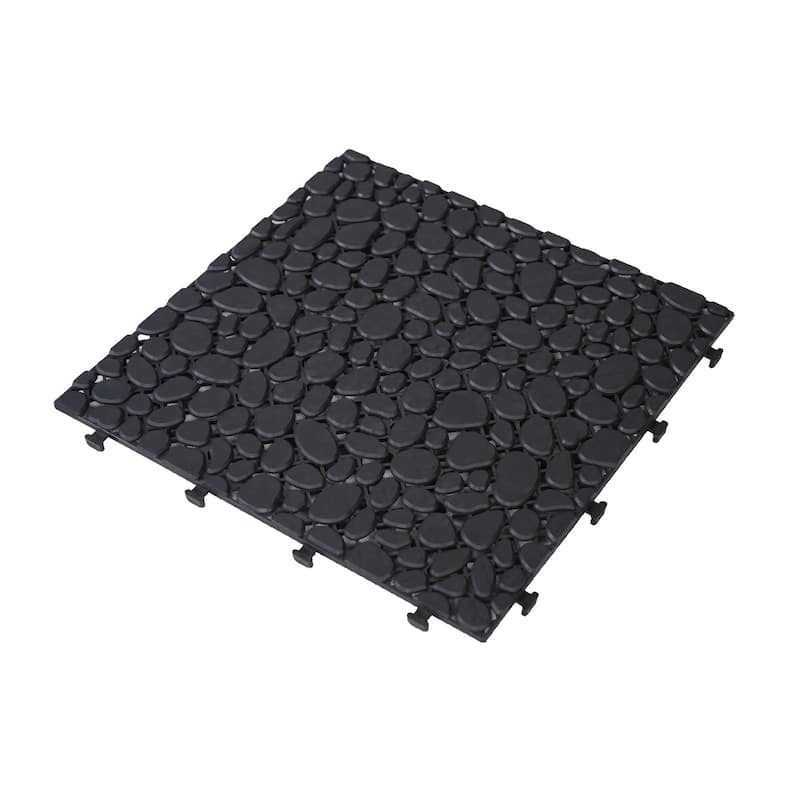 12 x 12 Inch Interlocking Deck Tiles Plastic Waterproof Outdoor All Weather Anti-slip Weight Capacity Upto 440 LBS, Pack of 12