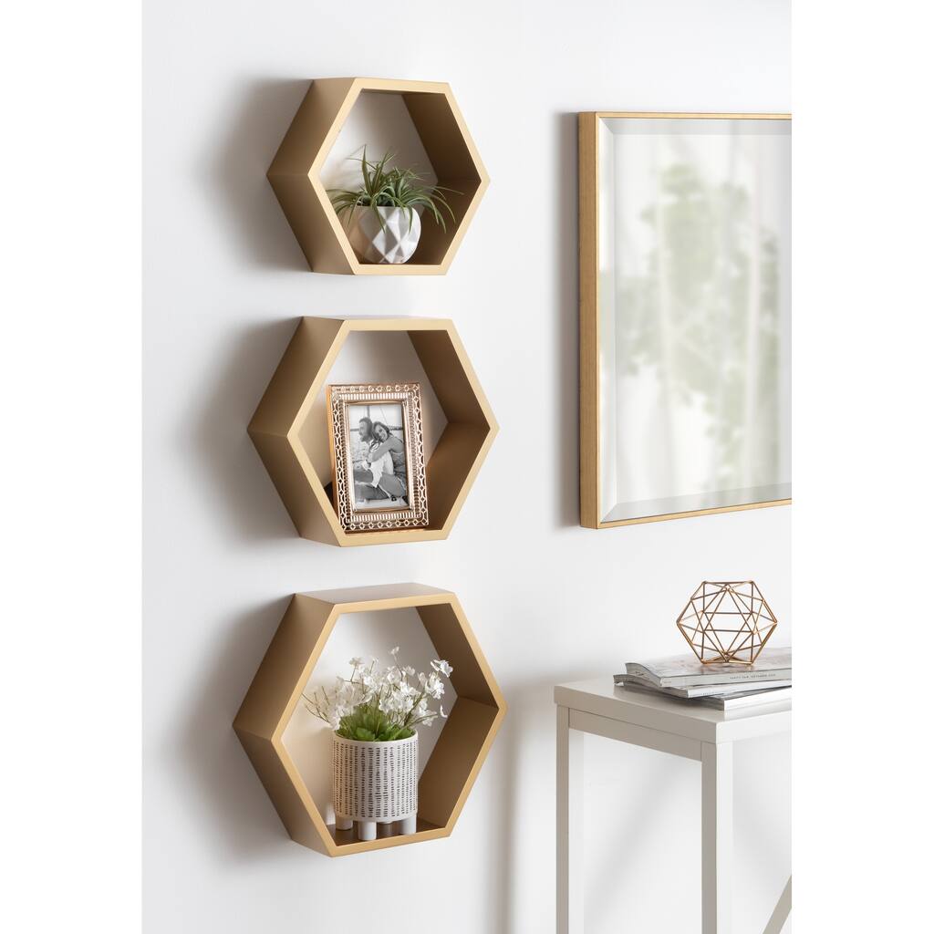 Kate and Laurel Putnam Hexagon Shelf (Set of 3) - 3 Piece