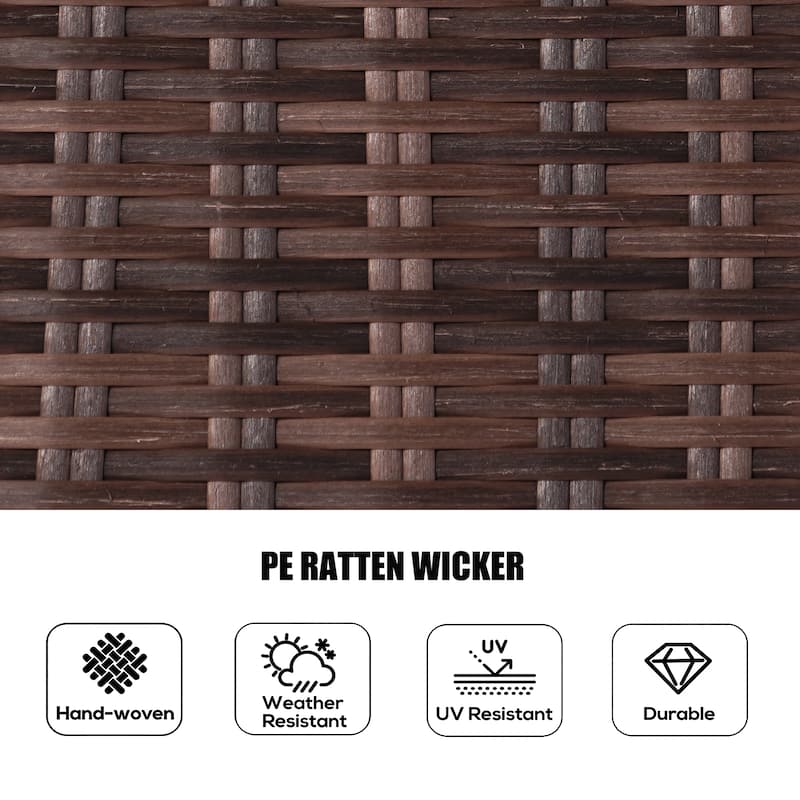 Abrihome 7-piece Outdoor Wicker Dining Table Set with 6 Eton Chairs