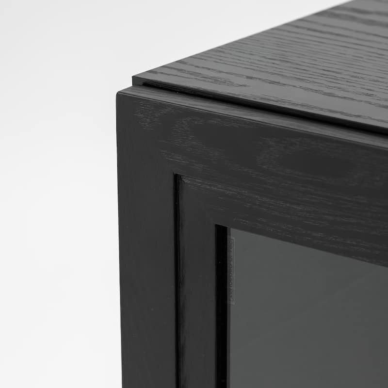 Solid Wood Storage Cabinet with two Glass Doors 31"
