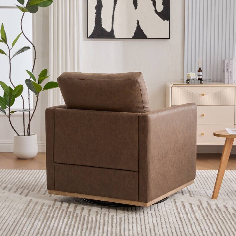 30.7"W Upholstered Square Swivel Accent Chair and Comfy Accent Single Sofa Chair, 360 Degree Club Chair, Lounge Armchair