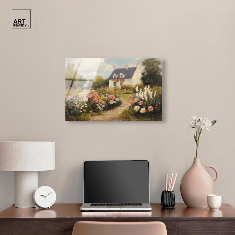 Floral Welcome Acrylic by Art Remedy, Ready to Hang
