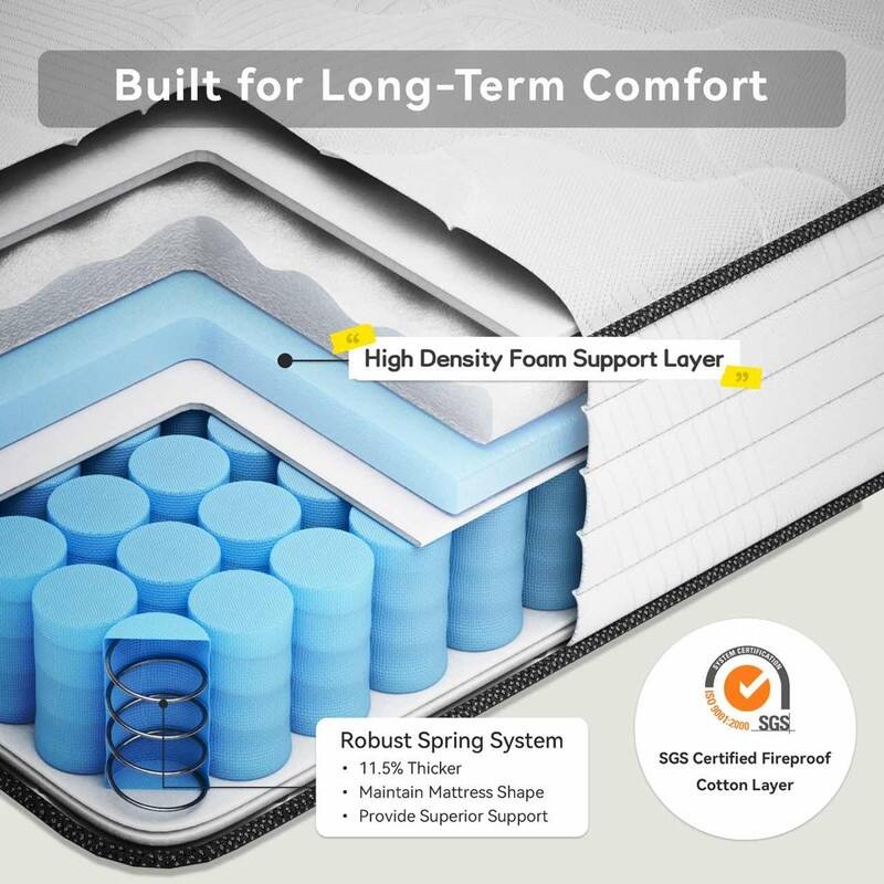 SweDrea 10 in. Cooling Plush Hybrid Memory Foam Mattress In a Box with CertiPUR-US, SGS and OEKO-TEX