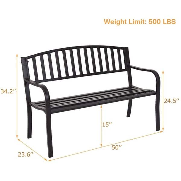 50" Patio Garden Bench Park Yard Outdoor Furniture - 50.0" x 23.6" x 34.2"(L x W x H)