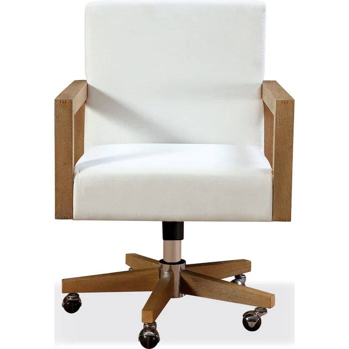 Seabourne Solid Wood Frame Home Office Chair with White Canvas
