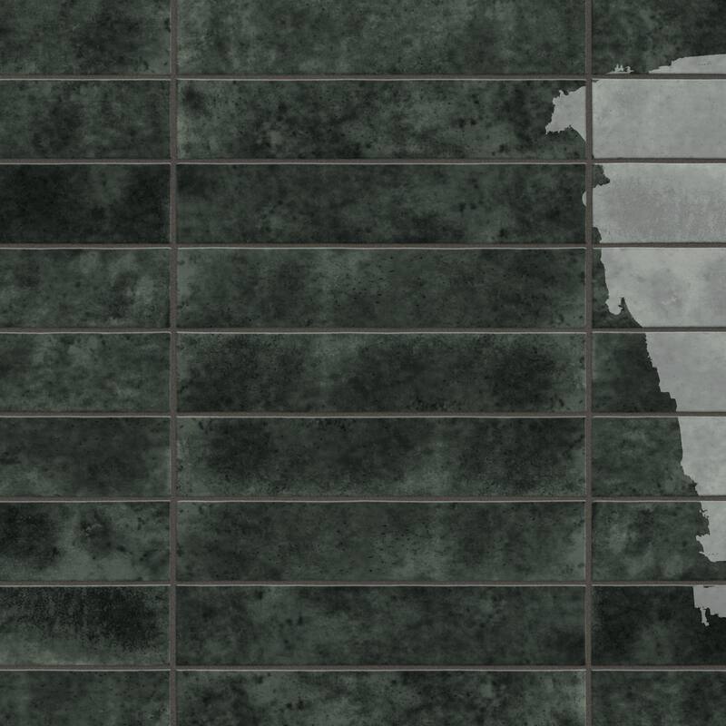 Merola Tile Menorca Forest Black 2-1/2" x 12-7/8" Ceramic Wall Tile