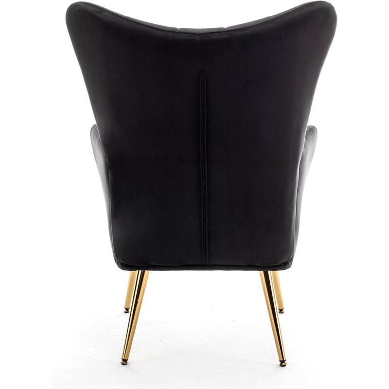 Modern Chic Mid-Century Velvet Accent Armchair Button-Tufted Wingback Design with Gold Flared Legs
