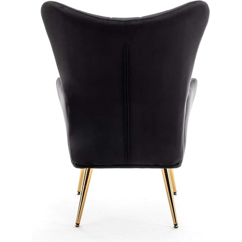 US Pride Furniture Modern Accent Chair with Ergonomic High Wingback Microfiber Upholstered Armchair with Metal Legs