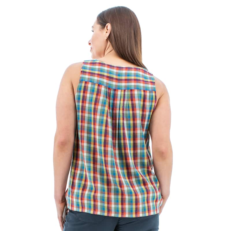 Aventura Women's Avery Keyhole Plaid Tank Top