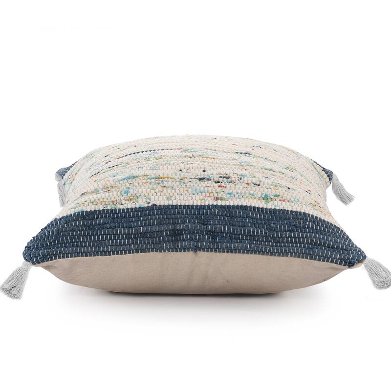 Sevita Handwoven Modern Abstract Cotton Throw Pillow, 20" x 20".