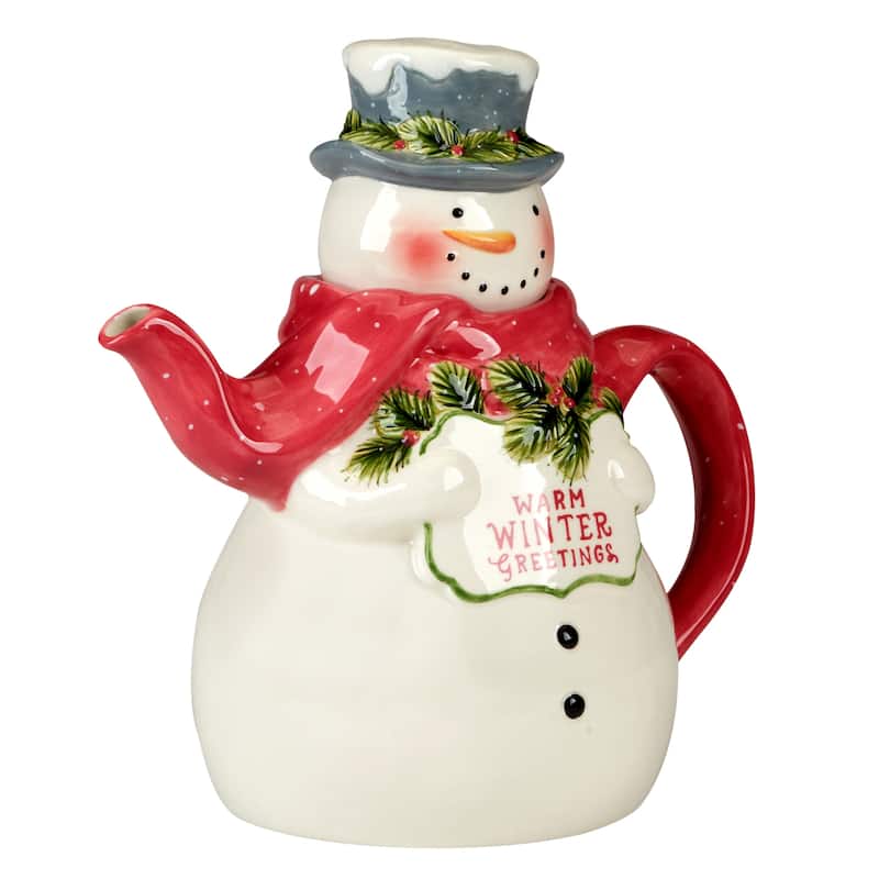 Certified International Snowman Greetings 3-D Teapot - 8.25" x 5.25" x 8.125"